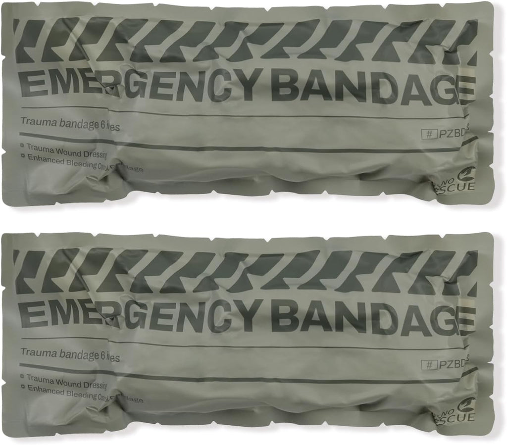 RHINO RESCUE Bundle-Vented Chest Seal, 4 Vents, Sterile Emergency Trauma Dressing, Occlusive Adhesive Pad+6" Israeli Style Emergency Bandage, Compression Trauma Wound Dressing