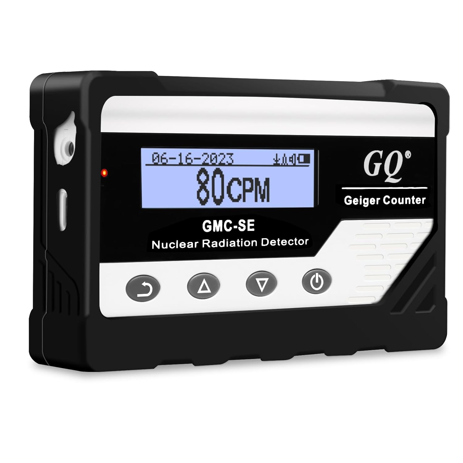 GQ GMC-SE Geiger Counter Radiation Detector Beta Gamma X-ray Portable Radiation Monitor Meter Digital Nuclear Radiation Dosimeter, Automatic Data Recording Device, Drop-Proof Silicone Case (Black)