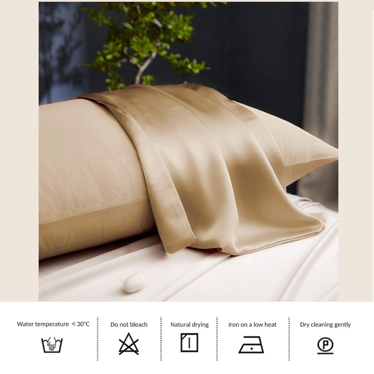Copper Pillowcase with 100% Copper Oxide Fiber, Prevents Crow's Feet, Forehead Wrinkles, Fine Lines & Hair Smooth, Silk Like Soft Pillow Cover for Mum Daughter Girlfriend (18.5 in × 27.5 in) (2 pcs)