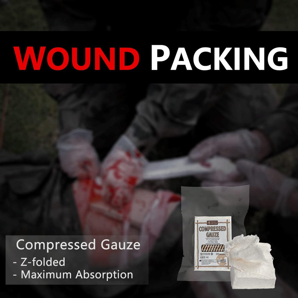 RHINO RESCUE Bundle- Non-Vented Chest Seal, IFAK Emergency Trauma Dressing+Sterile Compressed Gauze for Emergency Wound Dressing