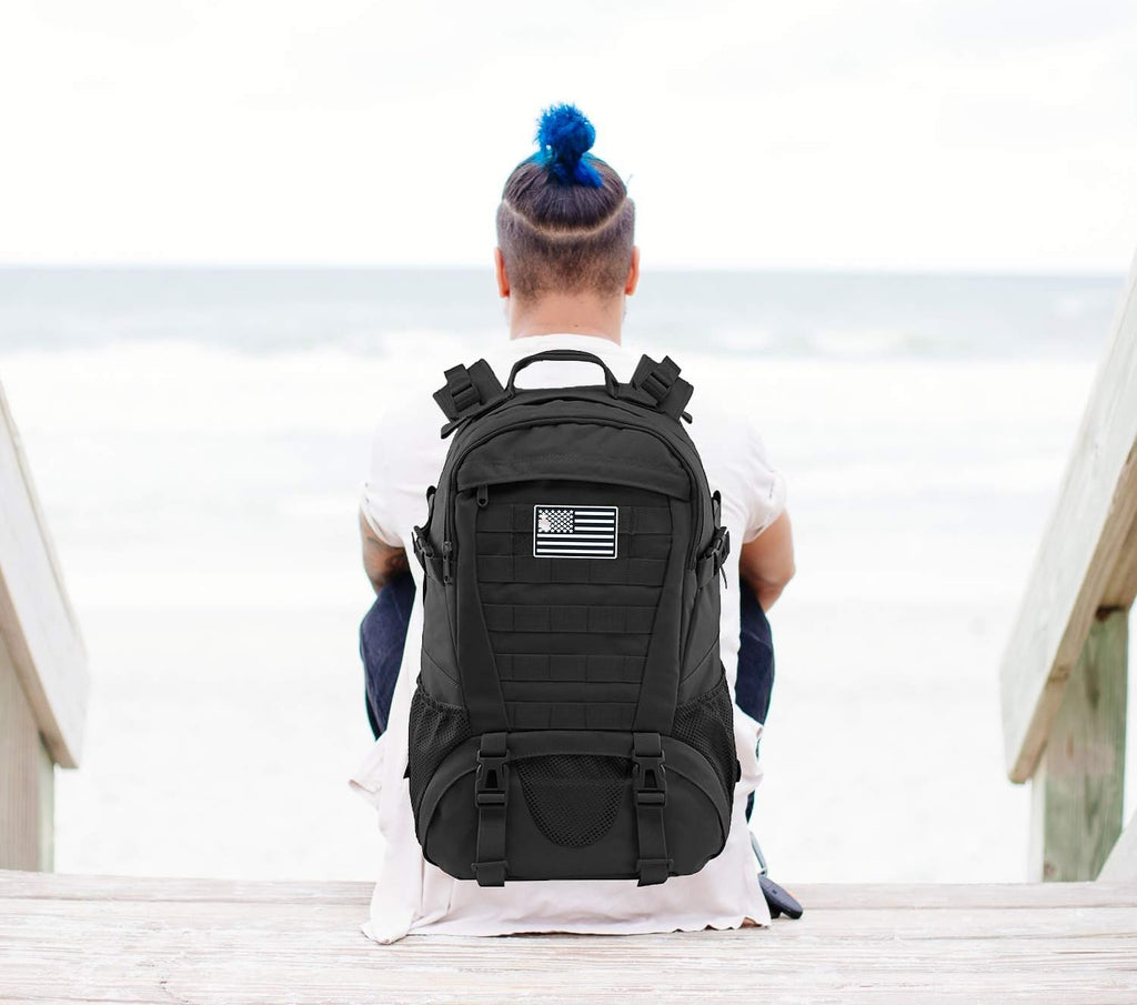 Jueachy Tactical Backpack(Black)+Drop Leg Bag(Black)