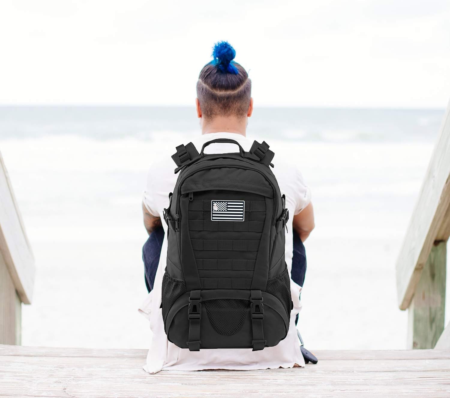 Jueachy Tactical Backpack(Black)+Drop Leg Bag(Black)