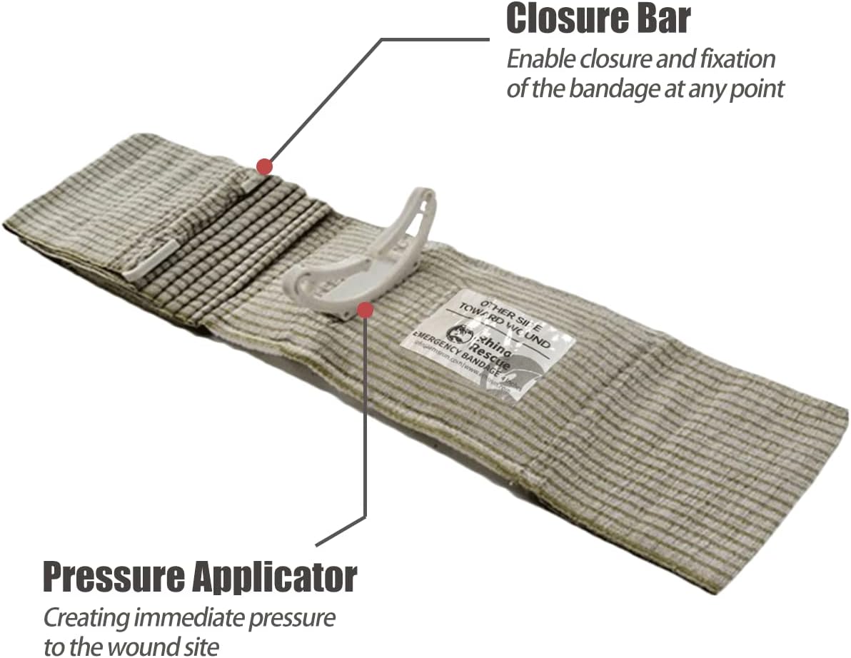 RHINO RESCUE 6" Israeli Style Emergency Bandage + IFAK Trauma Kit with C-A-T Tourniquet for Wound Care (PRO, Black)