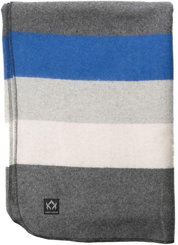 Arcturus White Blue Gray Wool Blanket and Carry Straps Bundle