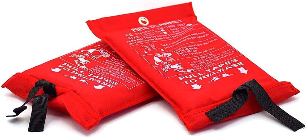 Smoke & Fire Safety Kit - ST-100X Survival Full Face Respirator & Fire Extinguisher Blanket Set - 1 40mm Dual Activated P-D-1 Filter Pod Included