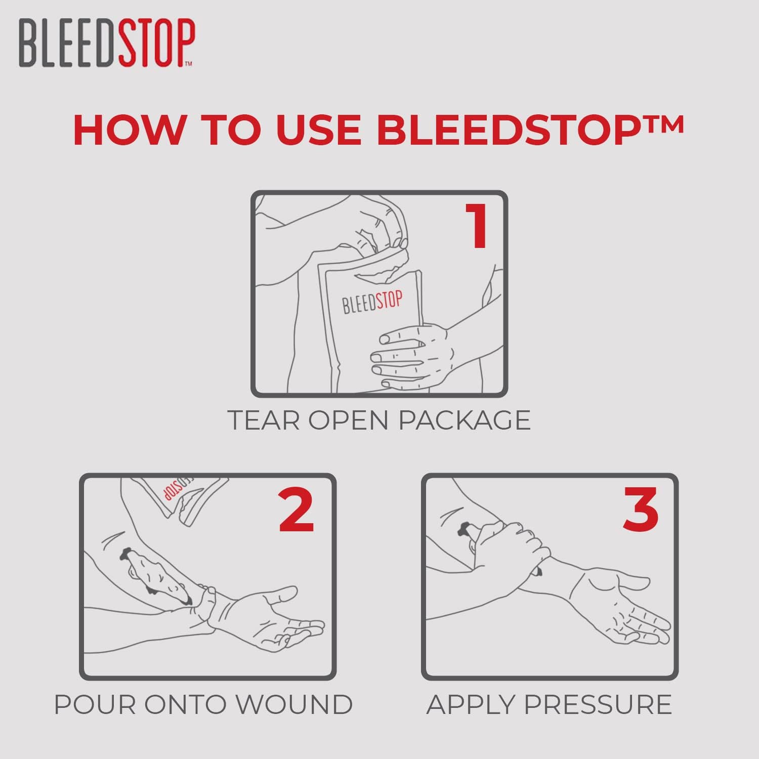BleedStop™ First Aid Powder for Blood Clotting (4x15g, Pouches) and BleedClot Pet First Aid (5 oz, 1 Pouch)