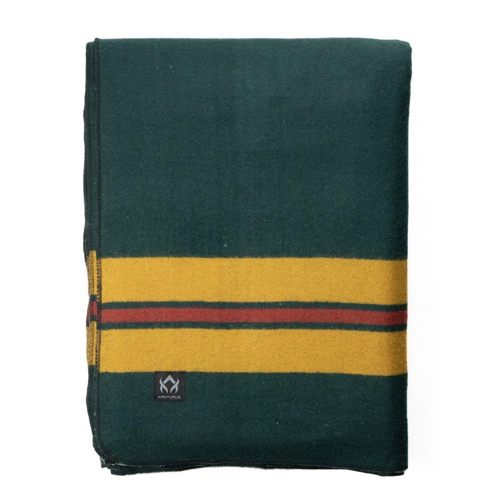 Arcturus Rainier Wool Blanket - 4.5lbs Warm, Heavy, Washable, Large | Great for Camping, Outdoors, Survival & Emergency Kits (Sunset Peak)