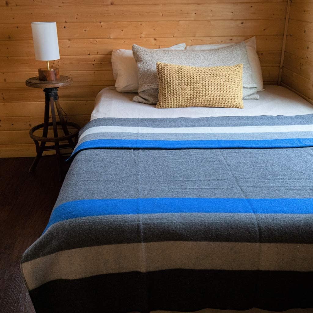Arcturus White Blue Gray Wool Blanket and Carry Straps Bundle