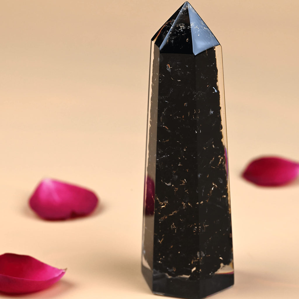Labradorite Crystal Orgonite Tower - for Throat Chakra | Promotes Inner Reflection, Emotional Growth & Increased Focus (7 Chakra)