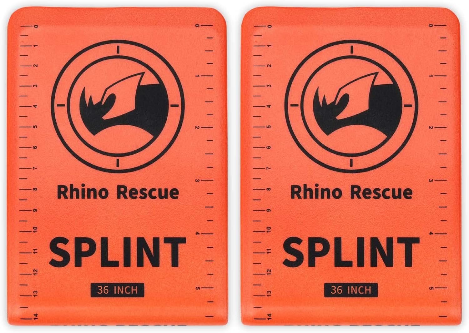 RHINO RESCUE Bundle-Vented Chest Seal, 4 Vents, Sterile Emergency Trauma Dressing, Occlusive Adhesive Pad+First Aid Splint 36" X 4.3" Orange-Gray, Keep Bones in Position (2, Folded)