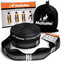 MalloMe XL Hammock Straps for Trees - Hammock Tree Straps Set 2000+ LBS Heavy Duty 40 Loops & 100% No Stretch Suspension System Kit - Camping Hammocks Accessories | 2 Carabiners | 12 Feet Black