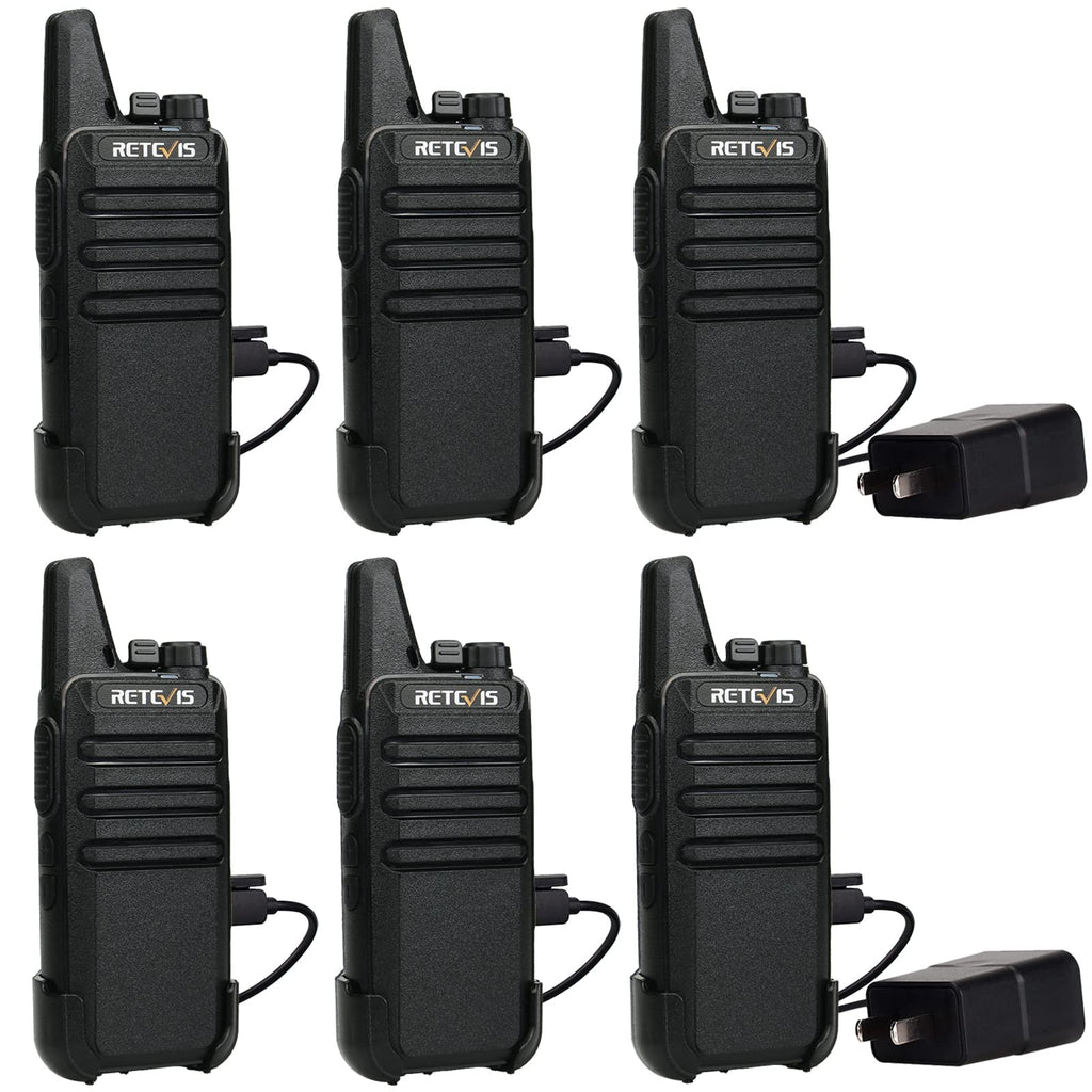 Retevis RT22 Walkie Talkies Rechargeable Hands Free 2 Way Radios Two-Way Radio(6 Pack) with 6 Way Multi Gang Charger