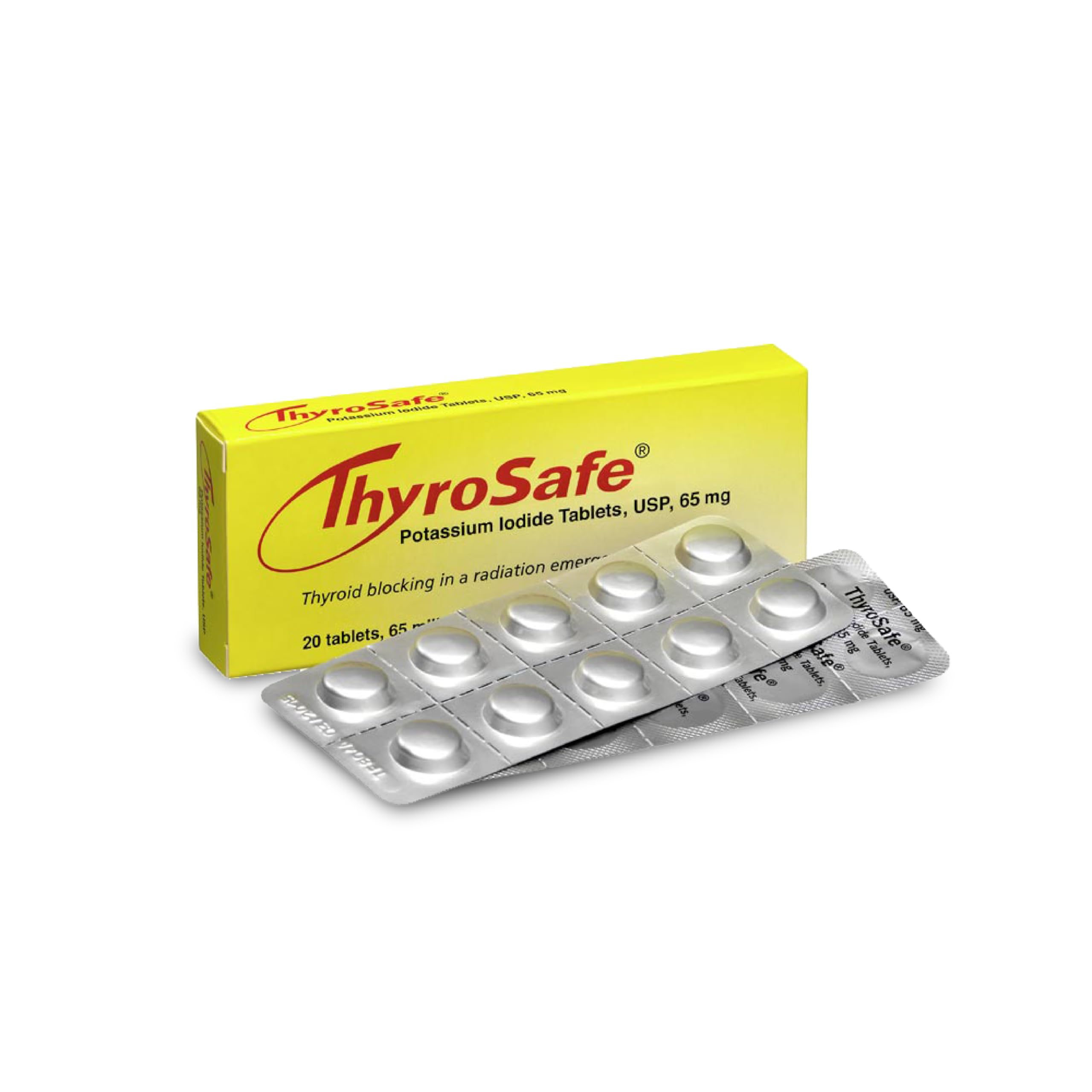 65mg Potassium Iodide Tablets (20 Pack) - Protects Your Thyroid from Nuclear Radiation Exposure