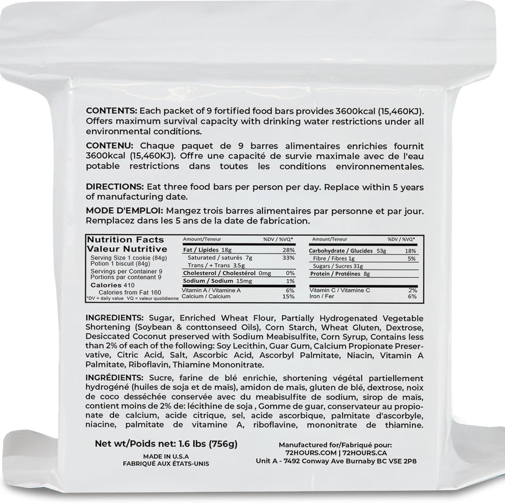 72 HRS Food Rations, Emergency Food Rations, Rations Emergency 3600 Calories for 72 Hours, 5 – Year Shelf Life, Emergency Food