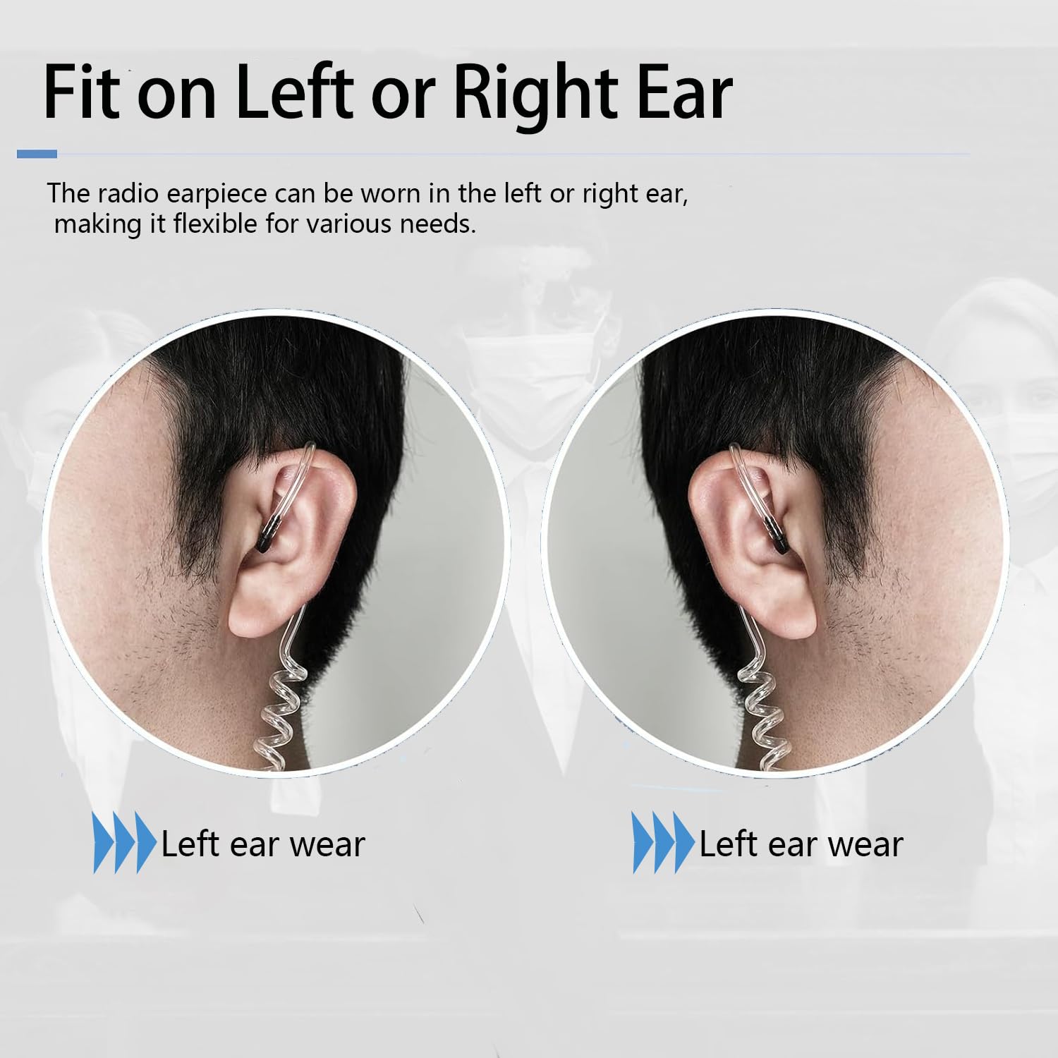 Case of 10, Retevis Walkie Talkies Earpiece with Mic 2 Pin Acoustic Tube Headset, for RT22 RT21 RT68 H777, Compatible with Pxton Baofeng BF-888S BF-T26 Kenwood walkie talkie, Two Way Radio Earpiece