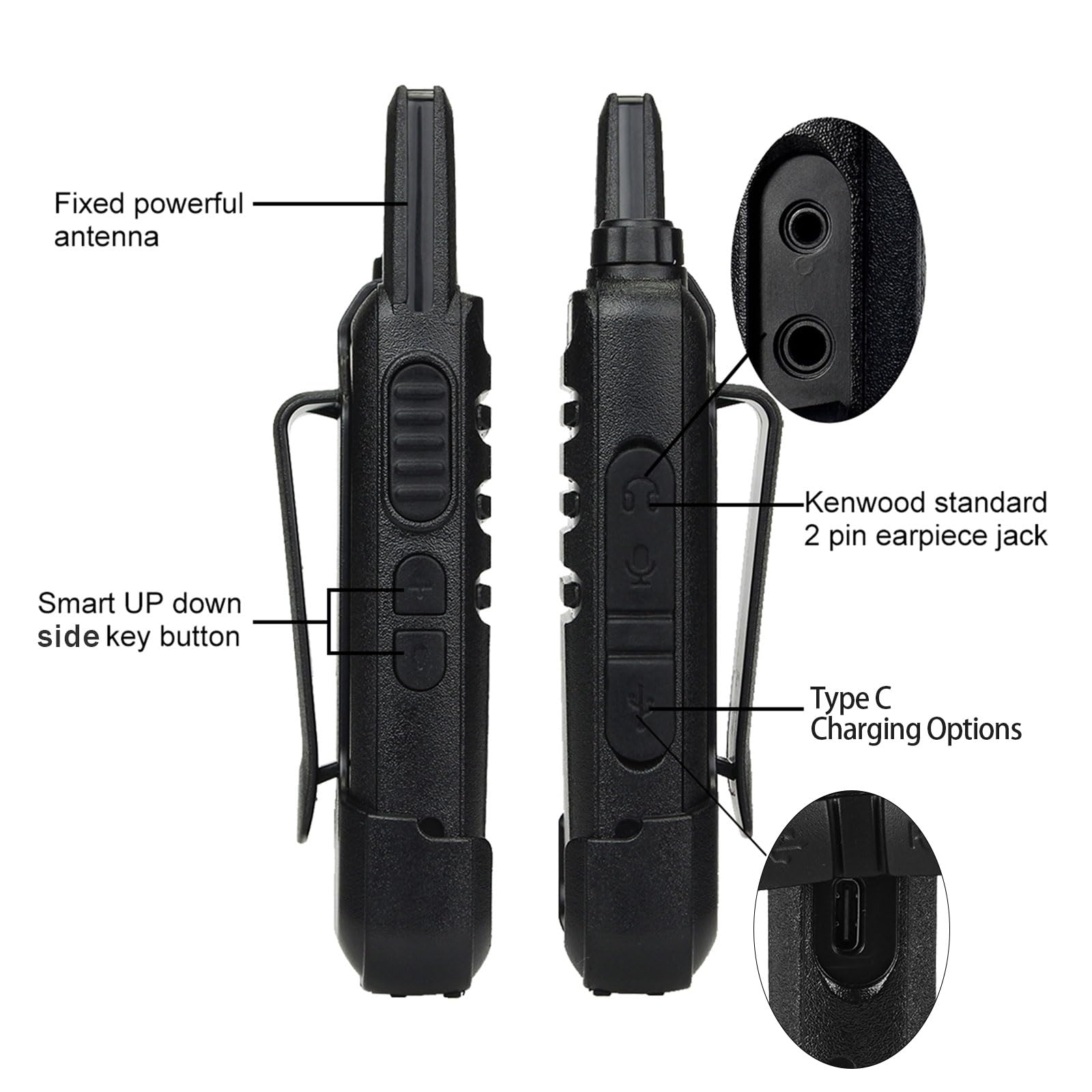 Retevis RT22 Two Way Radio Long Range Rechargeable,Portable 2 Way Radio, USB-C Charging, Handsfree Walkie Talkies for Adults Cruise Hiking Camping(4 Pack)