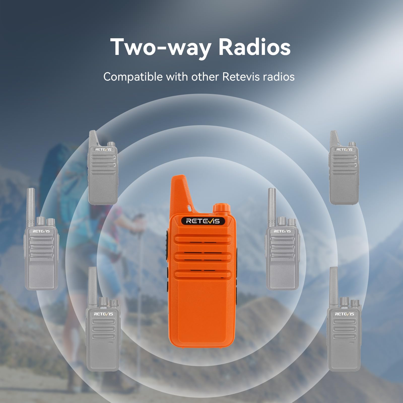 Retevis RT22 Two Way Radio Long Range Rechargeable,Portable 2 Way Radio, USB-C Charging, Handsfree Walkie Talkies for Adults Cruise Hiking Camping(4 Pack)