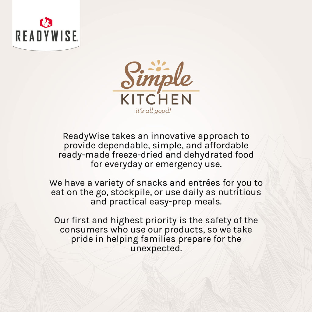 READYWISE - Simple Kitchen, Tomato Basil Soup, 17 Servings, MRE, Gluten Free, & Vegetarian, Food, Soup Mix, for Events, Hiking, Emergency Food Supply, Camping Essentials, or Daily Use, 1 Pack