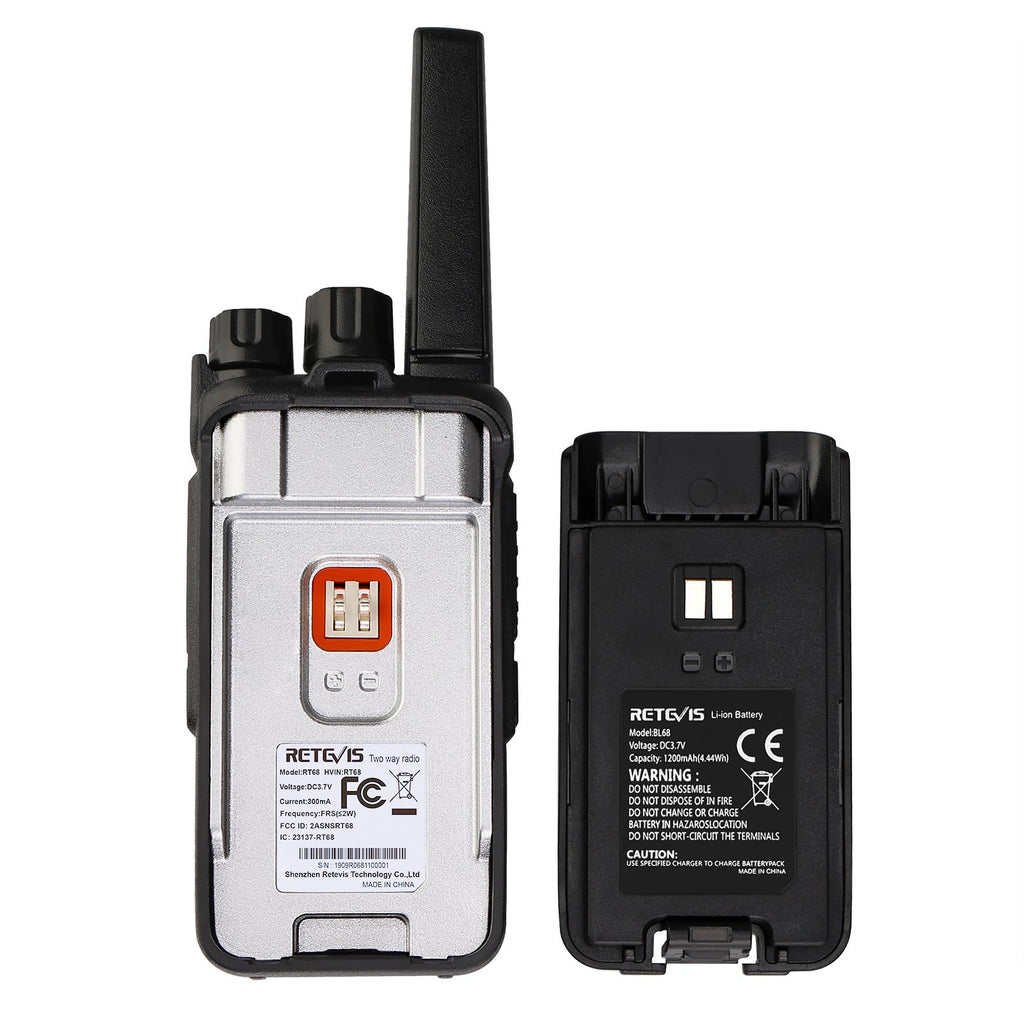 Retevis RT68 Walkie Talkies Rechargeable,Portable FRS Two-Way Radios for Adults,Heavy Duty 2 Way Radios Long Range,USB Charging Base,License Free Walkie Talkie for Road Trip Gifts Camping (2 Pack)