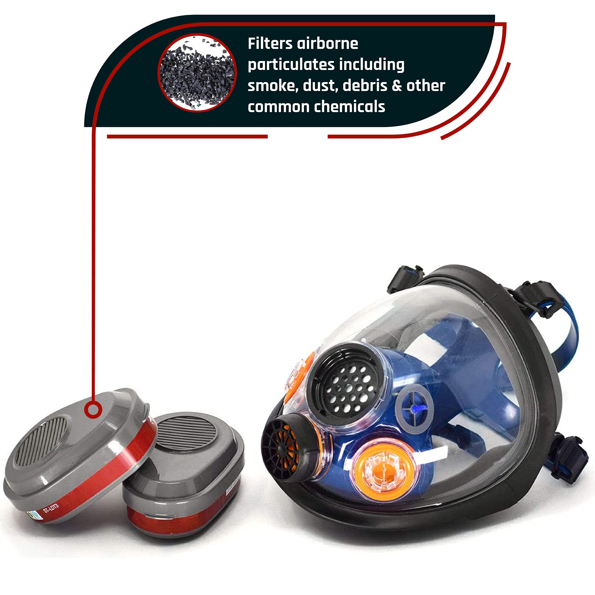 Parcil Distribution Gas Mask Survival Nuclear and Chemical Full Face Respirator - Organic Vapor & Particulate - CE Tested