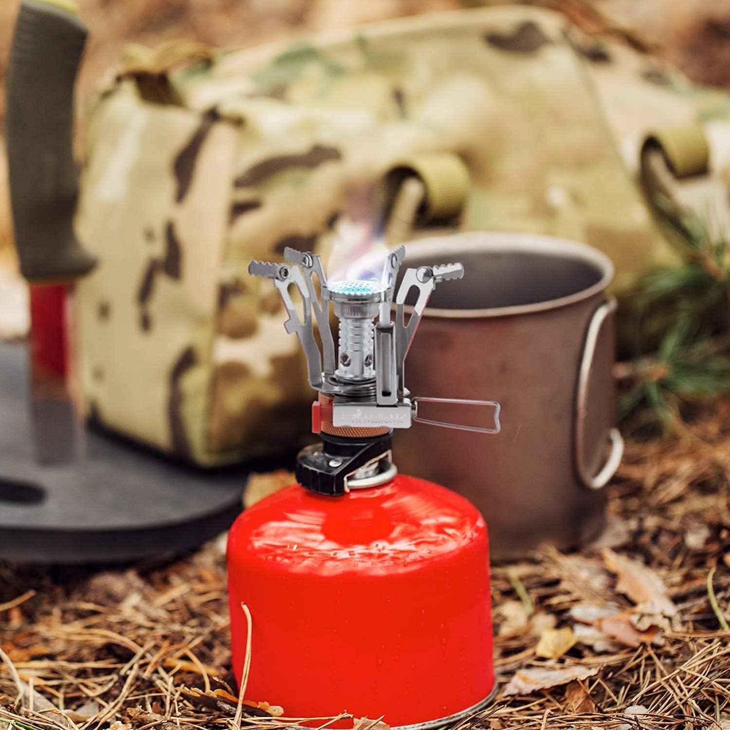 MalloMe 3 Liter Camping Cookware Mess Kit & Camping Stove Bundle…