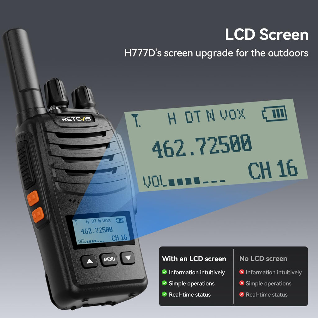 Retevis H-777 Walkie Talkies Rechargeable, 2 Way Radios Long Range, Portable FRS Two-Way Radios, Short Antenna, LED Flashlight, for Adults Family Outdoor (3 Pack)