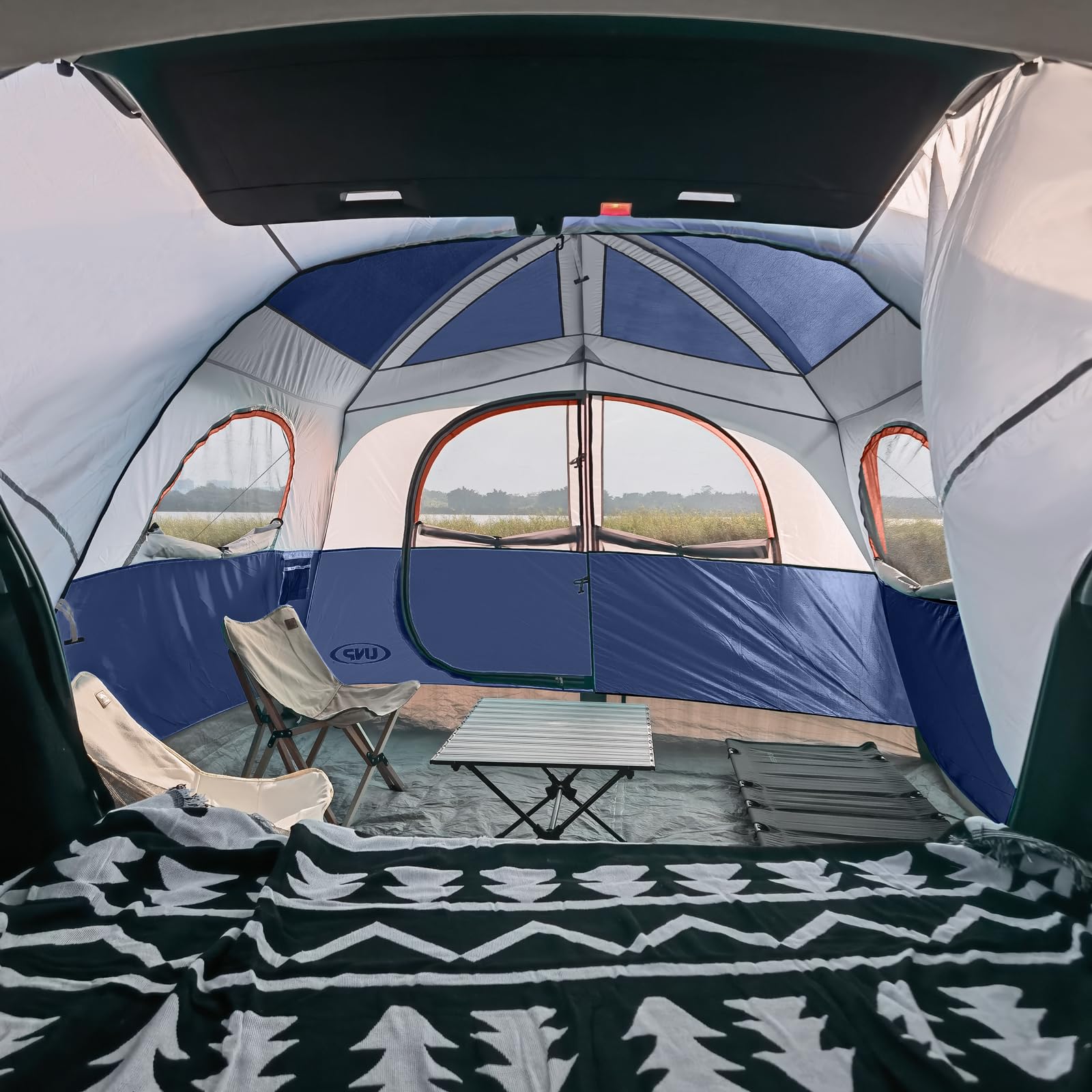 UNP SUV Tent for Camping, 6-Person SUV Tailgate Tent - Easy Set Up with Rainfly, 10'x9'x78in(H)