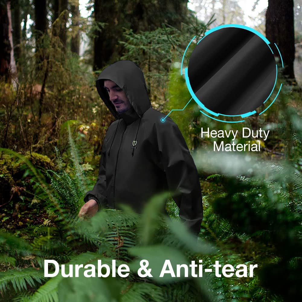TIDEWE Rain Suit, Waterproof Breathable Lightweight 2 Pieces Rainwear