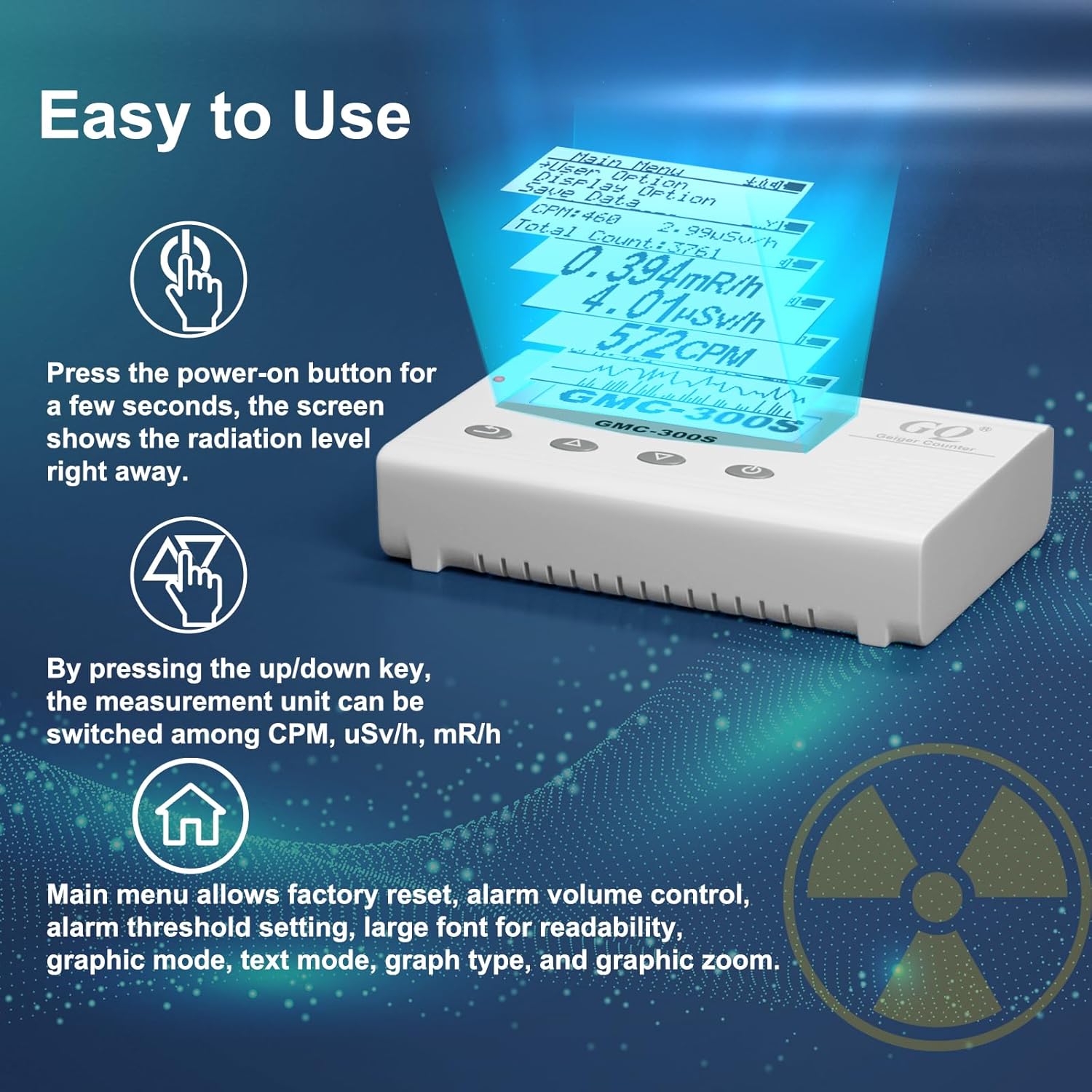 GQ GMC-300S Digital Nuclear Radiation Detector Monitor Meter Geiger Counter Radiation Dosimeter