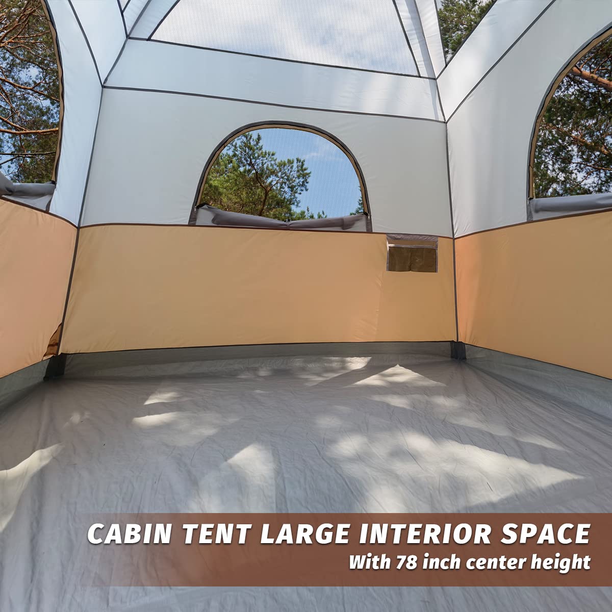 UNP Tents 6 Person Waterproof Windproof Easy Setup,Double Layer Family Camping Tent with 1 Mesh Door & 5 Large Mesh Windows -10'X9'X78in(H)