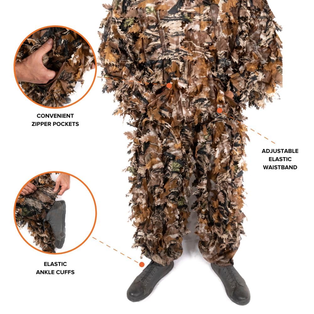 Arcturus 3D Leafy Ghillie Suit -1,000 Laser-Cut Leaves | Lightweight, Breathable Camouflage for Hunting, Paintball & Airsoft
