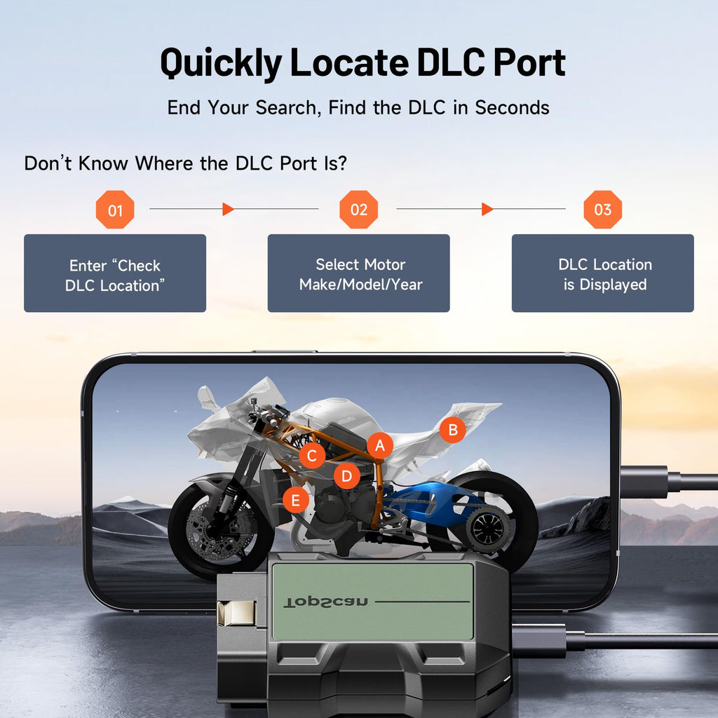 Motorcycle Scan Tool TOPDON TopScan Moto, All System Bidirectional Motorcycle Scanner for Harley, Duca ti, BMW & Japan Brands, Reset Services Motorcycle Diagnostic Scanner, AutoVIN Diagnostic Tool