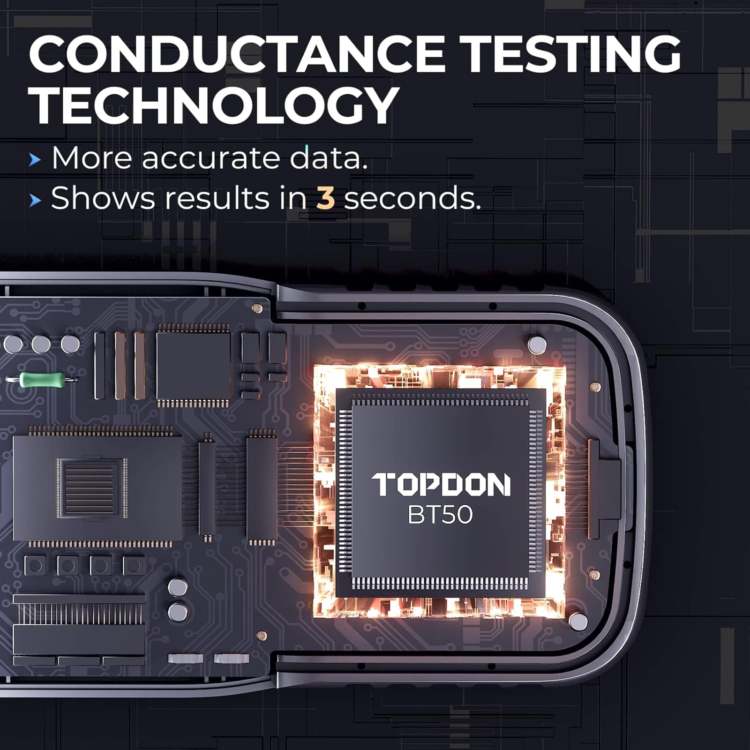 Car Battery Tester TOPDON BT50, 12V Battery Load Tester, 100-2000 CCA Automotive Alternator Tester Digital Battery Analyzer Charging Cranking System for Car Truck Motorcycle ATV SUV Boat Yacht