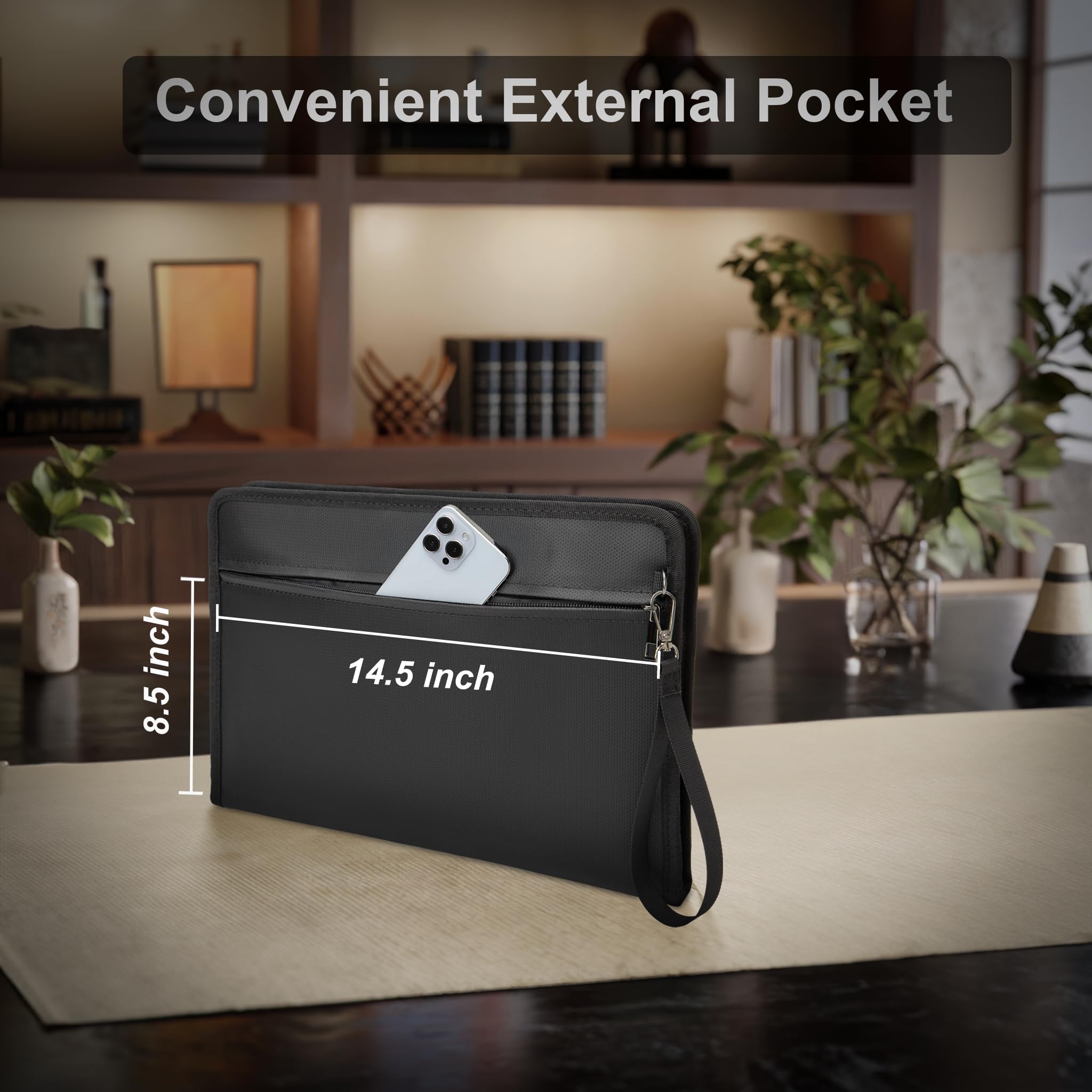Fireproof Money Bag,Money Bag with Lock and Zipper,Safe Fireproof Waterproof,Suitable for Cash, Mobile Phones, Keys, Credit Cards