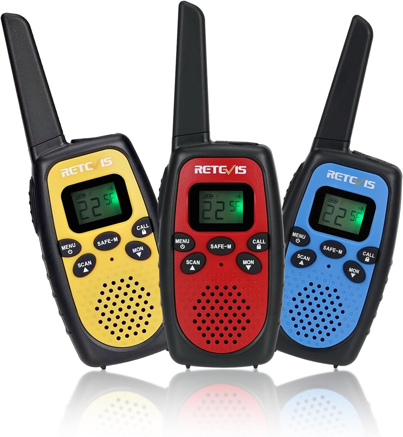 Retevis RT628S Walkie Talkies, RT628 2.0 Newer Version Portable FRS Two-Way Radios, Safe Mode, VOX Hands Free, Walkie Talkies for Adults Kids Camping Hiking Adventure (3 PCS)