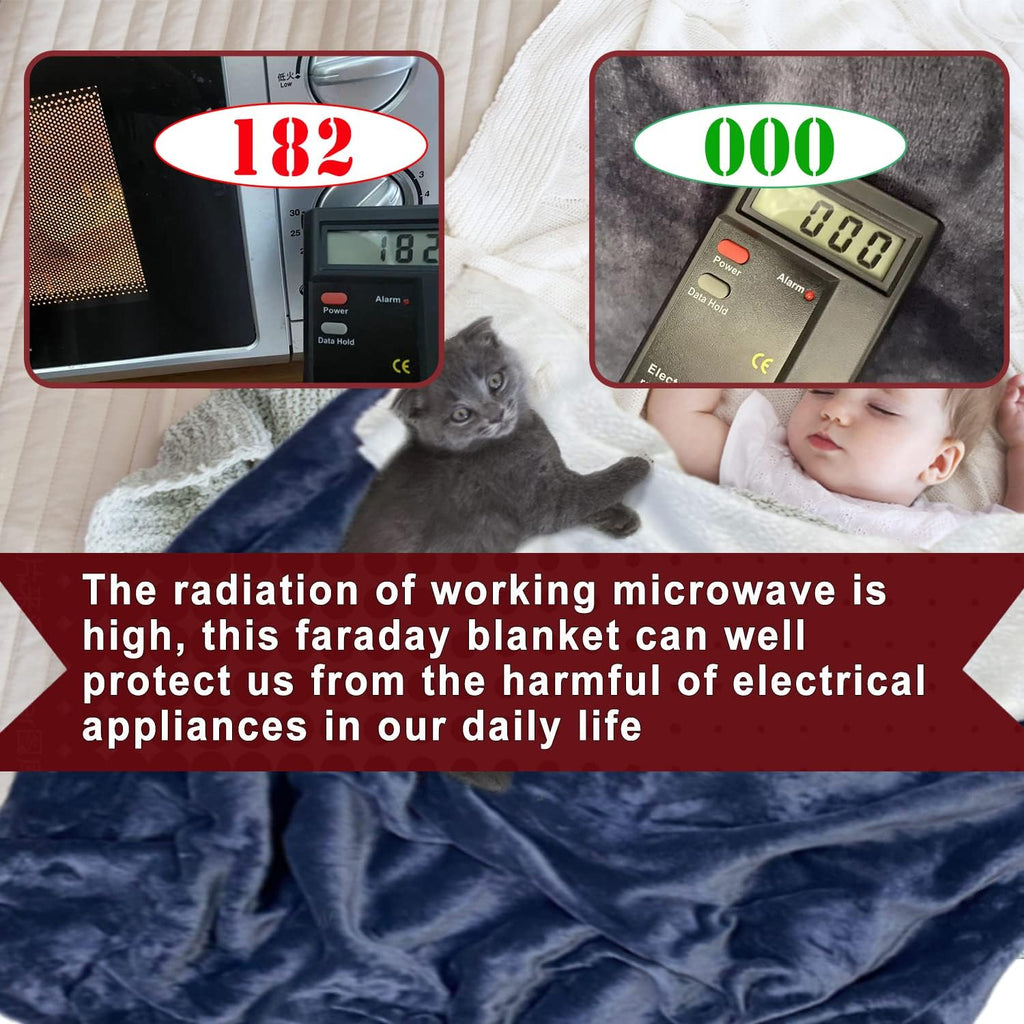 NEWMEIL Fara Day Blanket for Sleeping, Big Size 50IN * 60IN (127CM * 152CM) Thick Fara Day Blanket for Belly, Warm White Berber Fleece and Navy Blue Flannel with Fara Day Fabric
