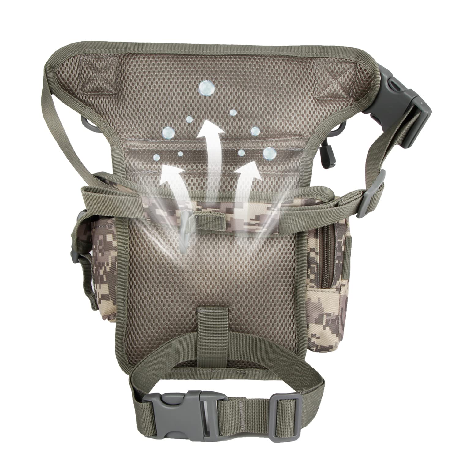Jueachy Drop Leg Bag for Men Tactical Metal Detecting Thigh Pack with Water Bottle Pouch