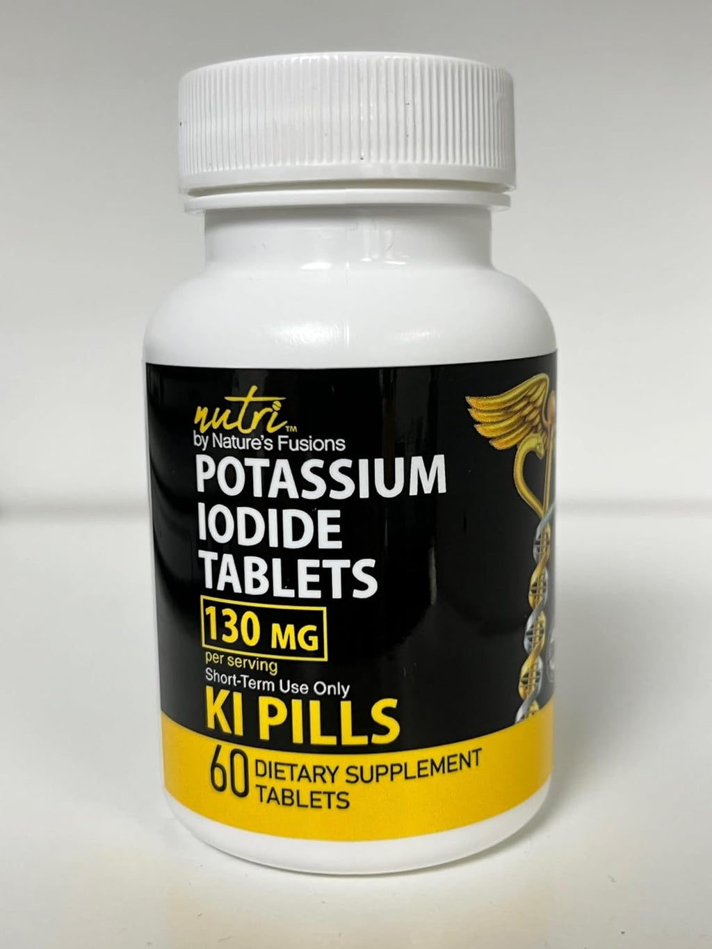 Potassium Iodide Tablets 130 mg - (60 Tablets) 10 Year Shelf-Life EXP 2034 to 2035 - Ki Pills - Yoduro de potasio - Nutri Supplements - 3rd Party Tested - NSF cGMP Certified Facility - Shelf Stable