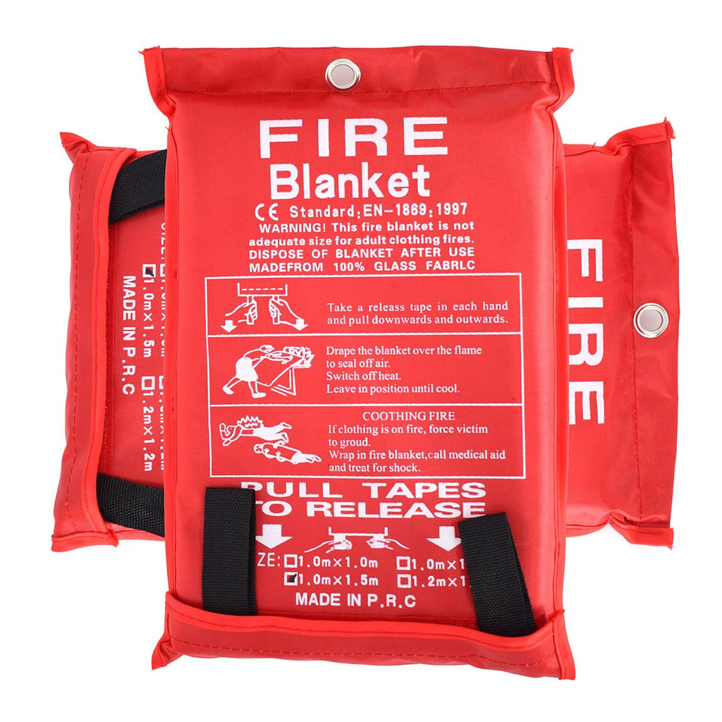 Parcil Safety SB-100 Silicone Coated Emergency Fire Blanket (40 in. x 40 in.) Emergency Kit Fire Extinguisher for Home & Kitchen, Woven Fiberglass Household Essentials, Chemical Free, No Mess
