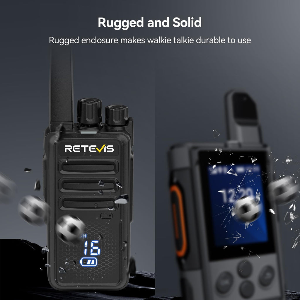 Retevis RT68 Two-Way Radios Long Range, Walkie Talkies for Adults, 2 Way Radio with Earpiece, Walkie Talkie Rechargeable with Charging Base, for Manufacturing Restaurant Business School(10 Pack)