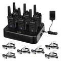 Retevis RT68 Walkie Talkies with Earpiece, Portable FRS Two-Way Radios Rechargeable, with 6 Way Multi Unit Charger, Hands Free, Long Range, Rugged 2 Way Radios 6 Pack for Adults School Church