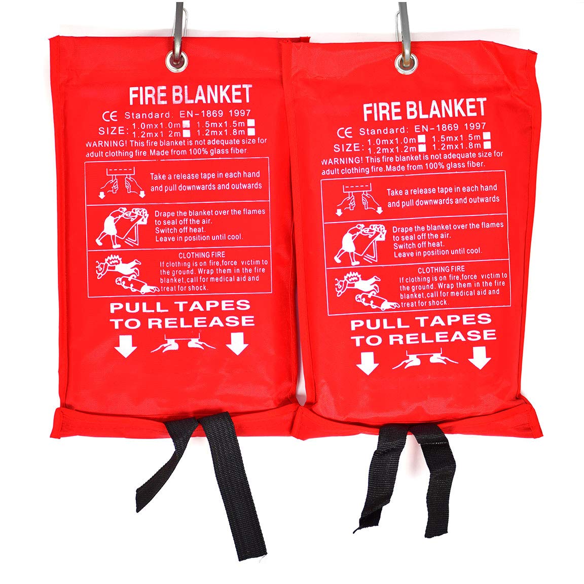Parcil Safety SB-100 Silicone Coated Emergency Fire Blanket (40 in. x 40 in.) Emergency Kit Fire Extinguisher for Home & Kitchen, Woven Fiberglass Household Essentials, Chemical Free, No Mess
