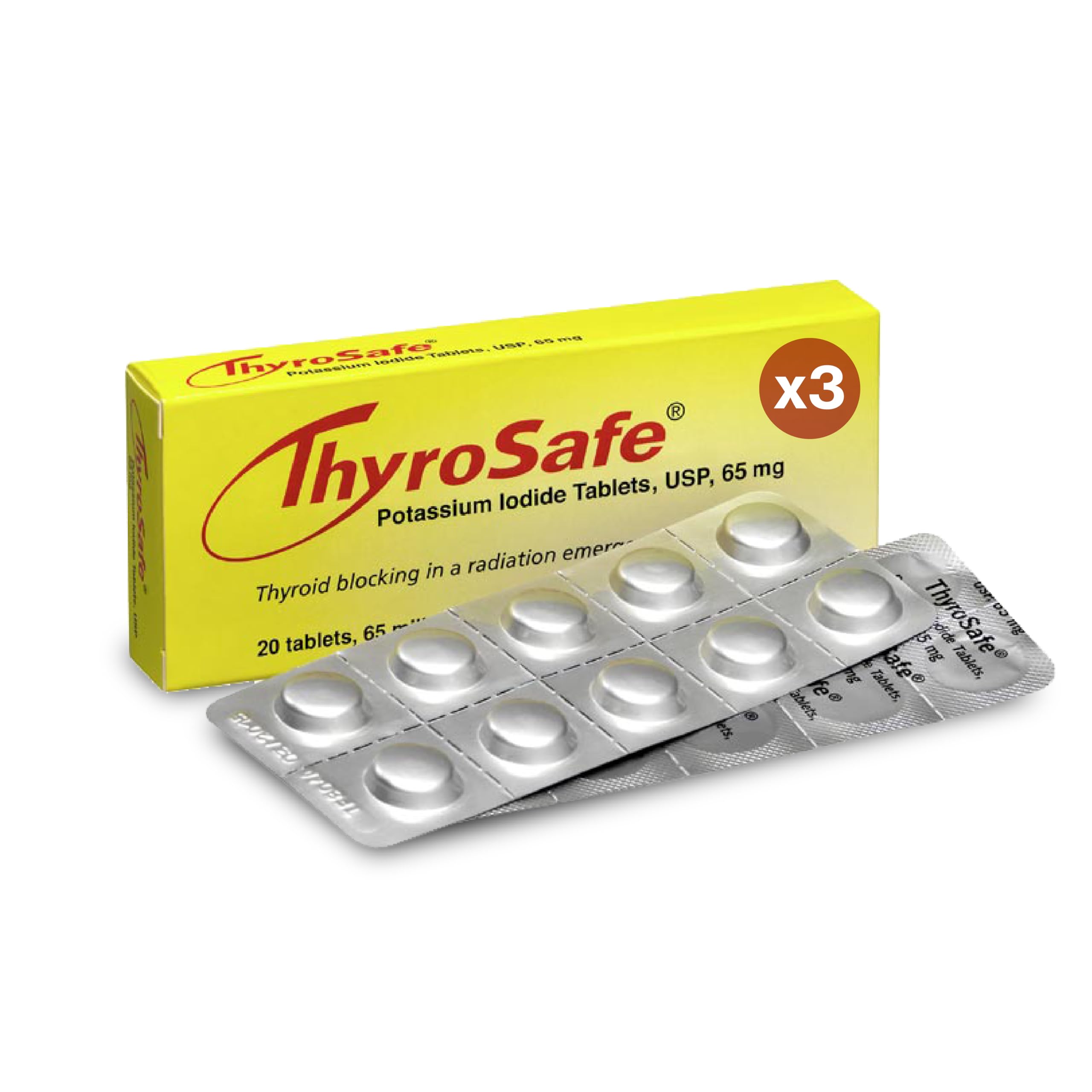 65mg Potassium Iodide Tablets (20 Pack) - Protects Your Thyroid from Nuclear Radiation Exposure