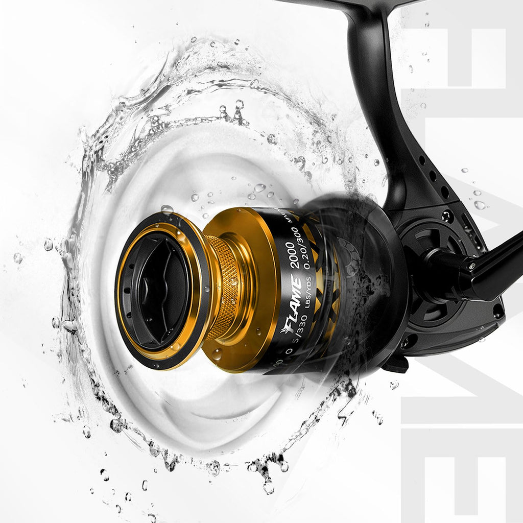 Piscifun Flame Spinning Reels, Lightweight 9+1BB Ultra Smooth Spinning Fishing Reels, 19.8LBs Max Drag, 2000, 3000, 4000, 5000 Series, Red & Blue