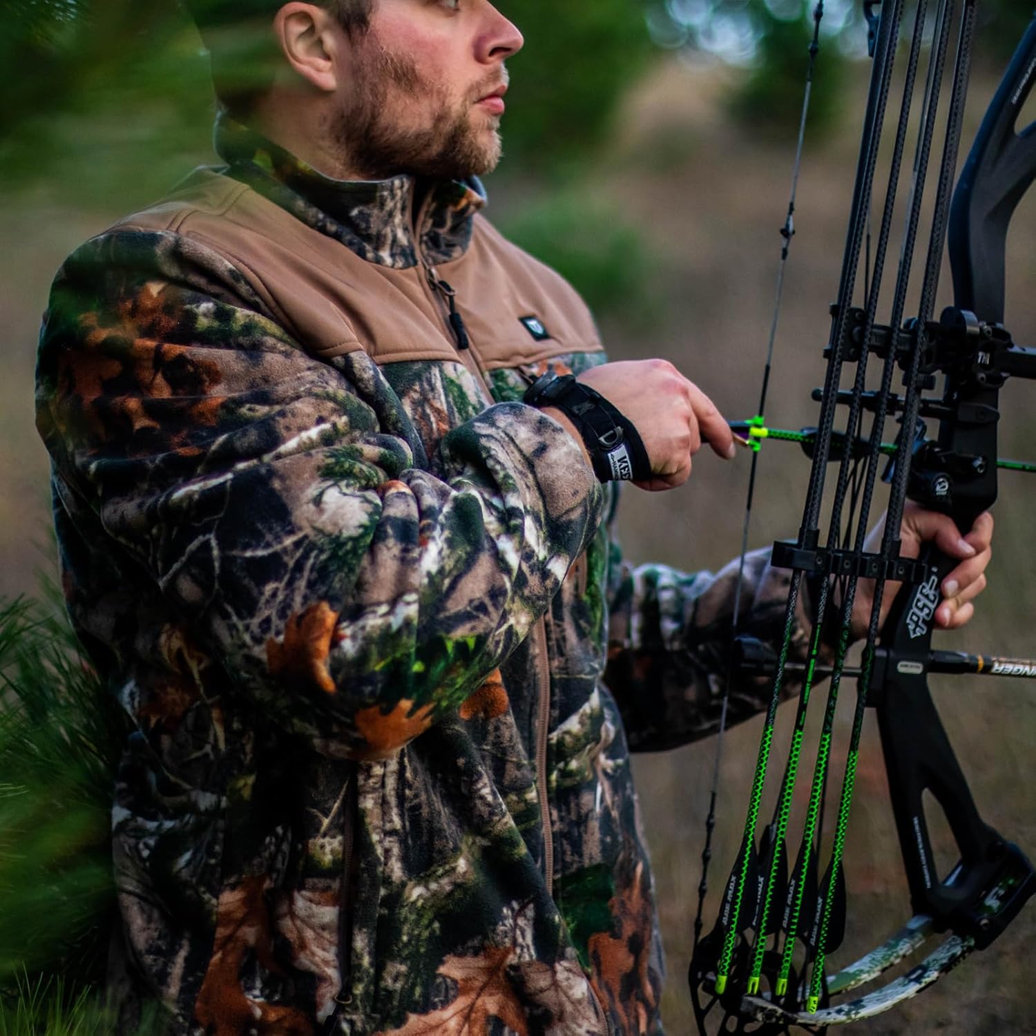 TIDEWE Heated Jacket Pro for Men, Rechargeable Battery-Powered Fleece Coat for Hunting (Black, Camo, Size S-XXXL)