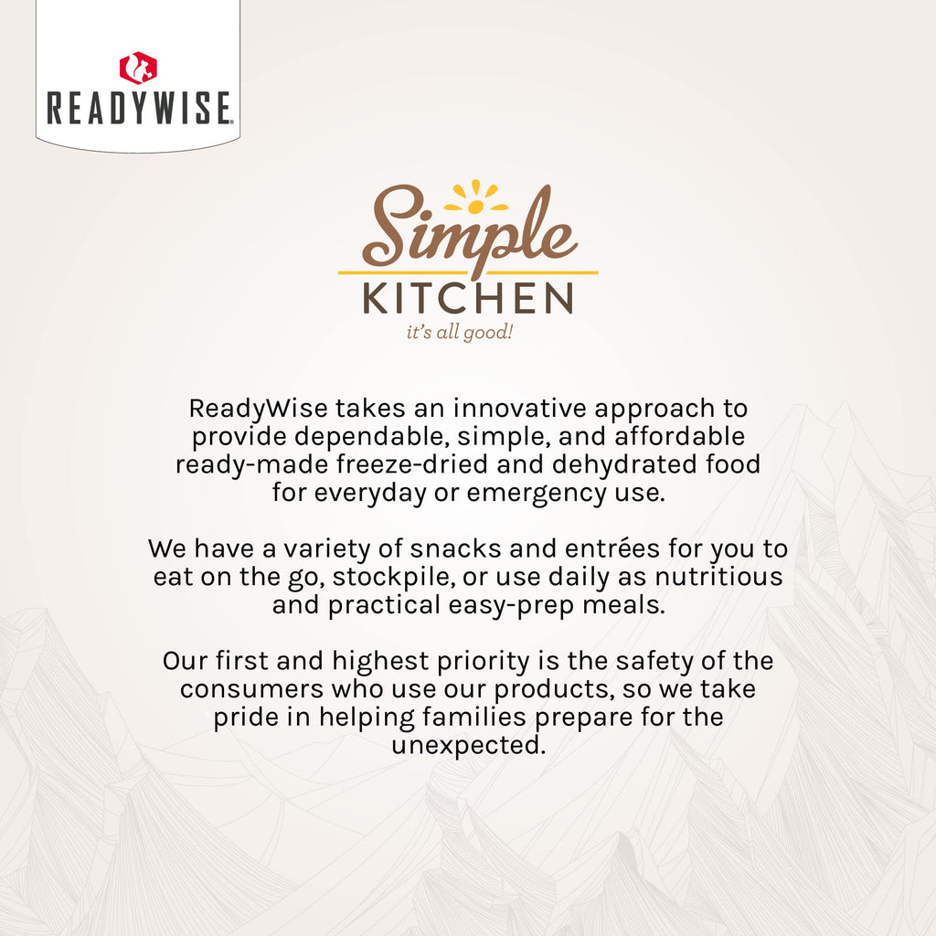 READYWISE - Simple Kitchen, Tomato Basil Soup, 17 Servings, MRE, Gluten Free, & Vegetarian, Food, Soup Mix, for Events, Hiking, Emergency Food Supply, Camping Essentials, or Daily Use, 1 Pack