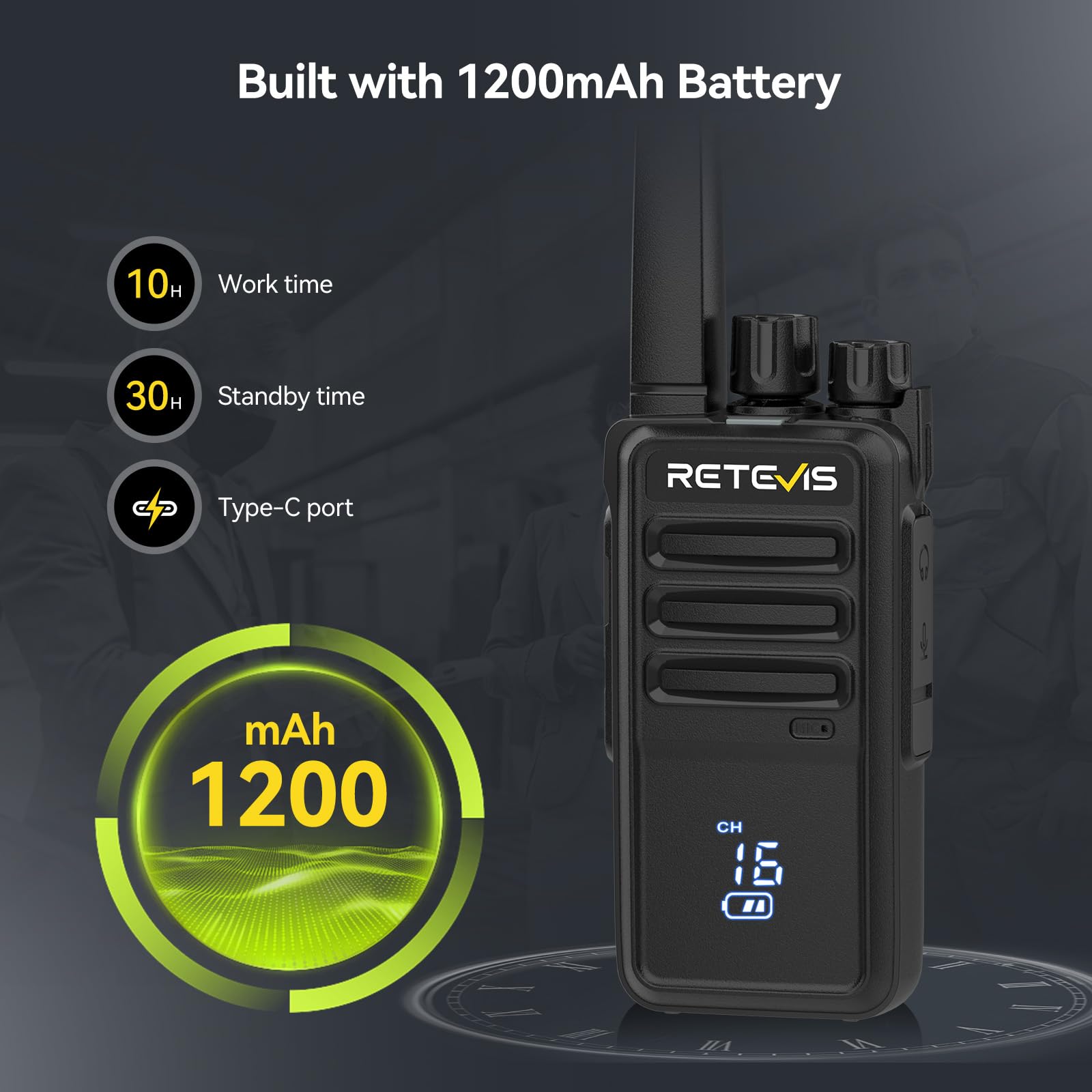 Retevis RT68 Two-Way Radios Long Range, Walkie Talkies for Adults, 2 Way Radio with Earpiece, Walkie Talkie Rechargeable with Charging Base, for Manufacturing Restaurant Business School(10 Pack)