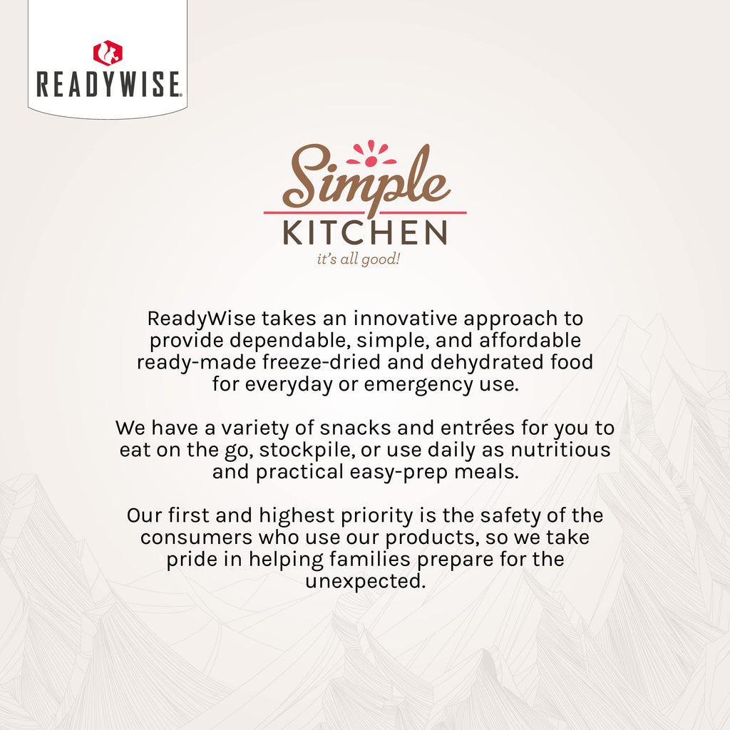 READYWISE - Simple Kitchen, Tomato Basil Soup, 17 Servings, MRE, Gluten Free, & Vegetarian, Food, Soup Mix, for Events, Hiking, Emergency Food Supply, Camping Essentials, or Daily Use, 1 Pack
