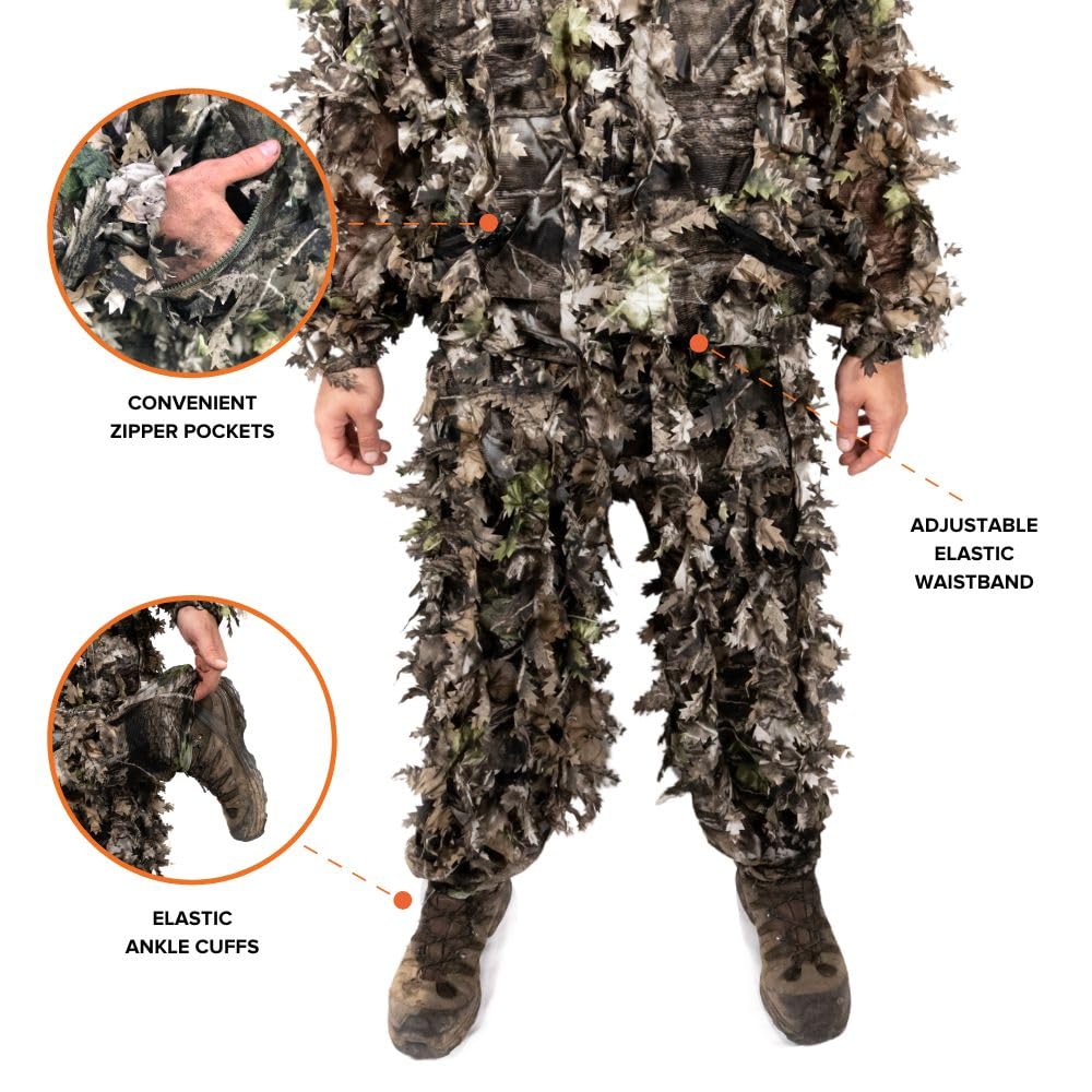Arcturus 3D Leafy Ghillie Suit -1,000 Laser-Cut Leaves | Lightweight, Breathable Camouflage for Hunting, Paintball & Airsoft