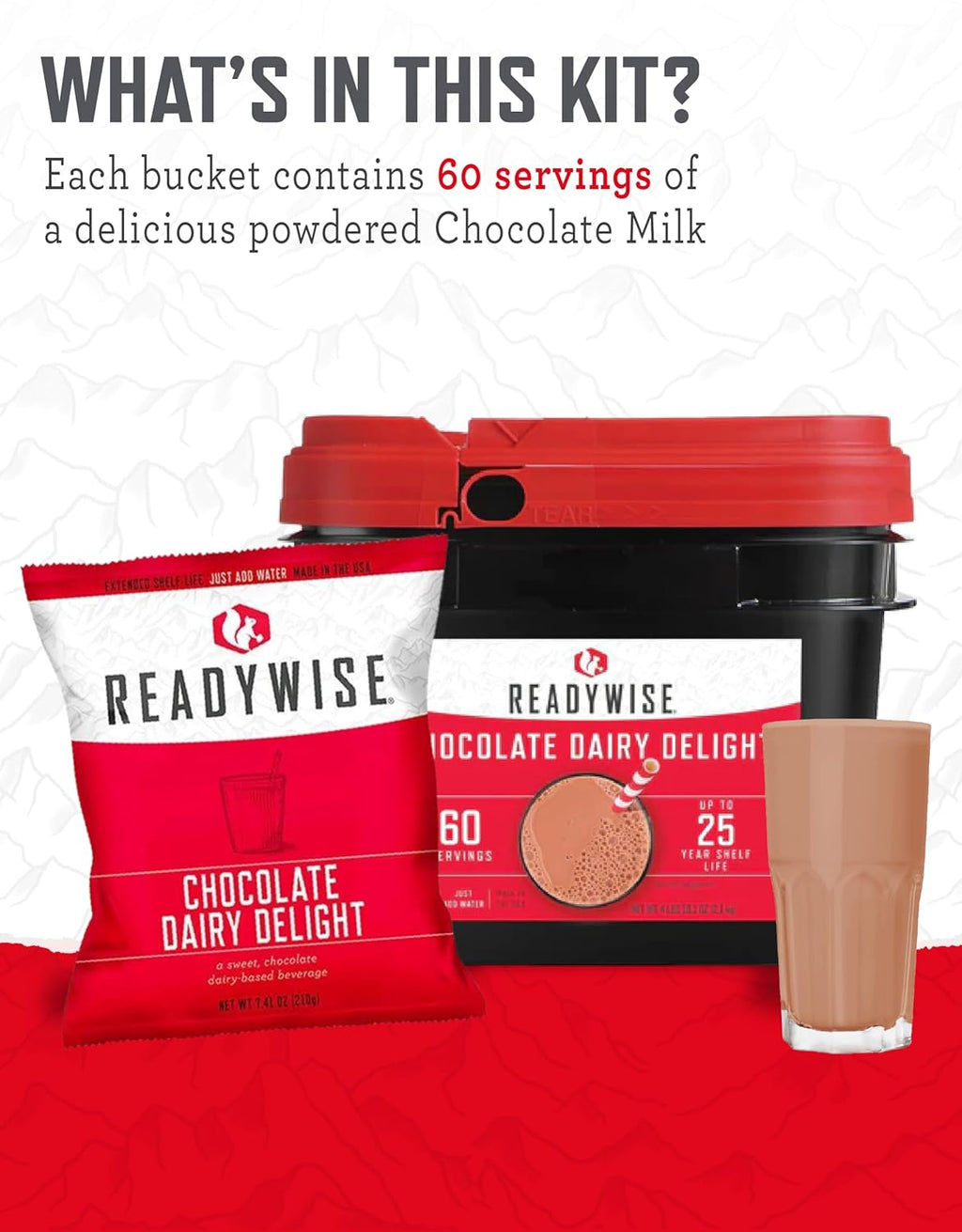 ReadyWise Whey Powdered Milk Alternative - 120 Servings Bucket, Emergency Food Supply, Protein Camping Meals, Survival Kit & Camping Essentials, Bug Out Bag Supplies, up to 25 Year Shelf Stable Life